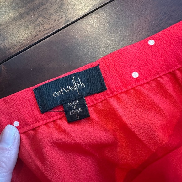 Ontwelfth Red Pleated Maxi Polka Dot Skirt A-Line size S side zipper - Picture 4 of 4